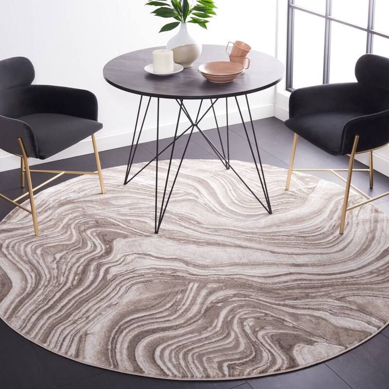 SAFAVIEH Meadow Marjolein Modern Abstract Rug - 6'7" Round - Beige