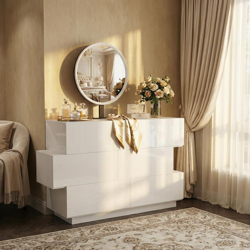 minimalist dresser with mirror Amish Nash Solid Wood Minimalist 7-Drawer Dresser with Optional Mirror