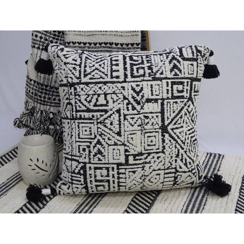 Vibhsa 20" x 20" Throw Pillow with Tassels for Decoration