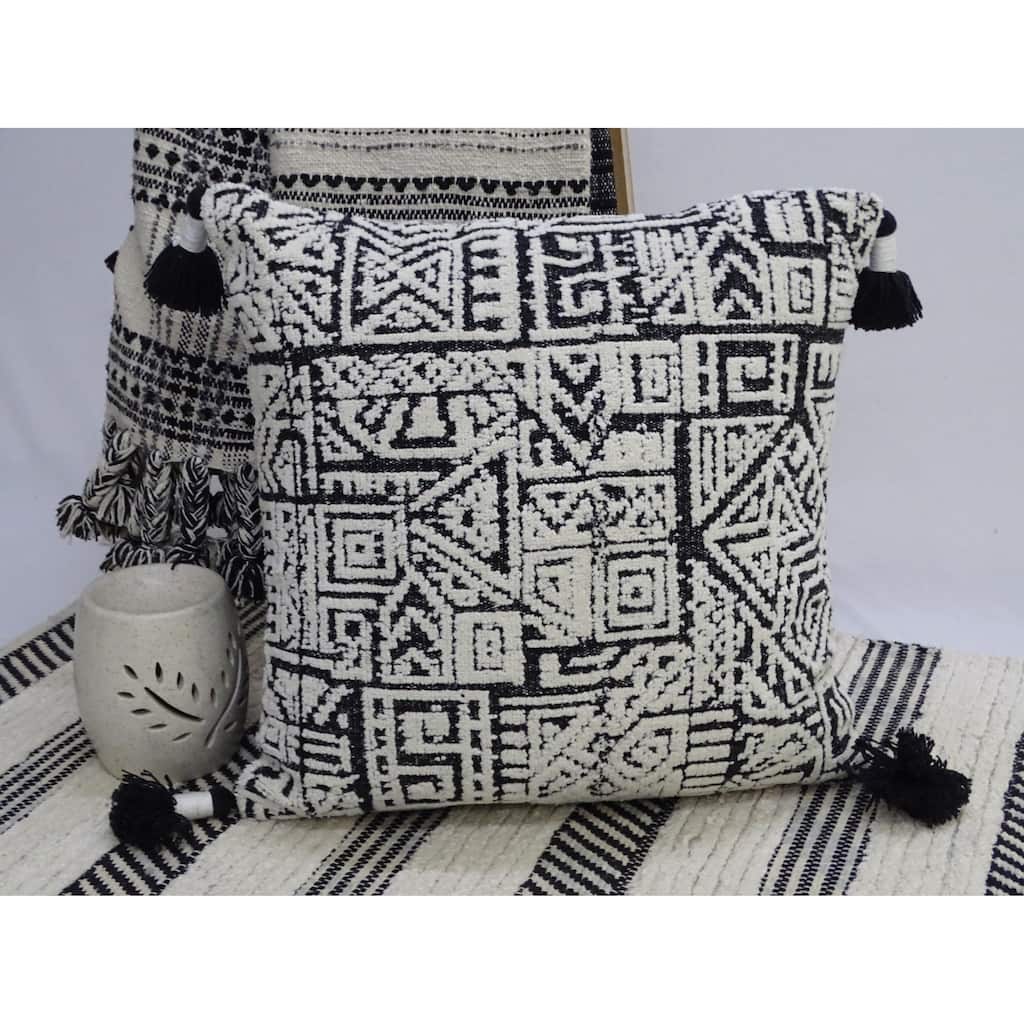 Vibhsa 20" x 20" Throw Pillow with Tassels for Decoration