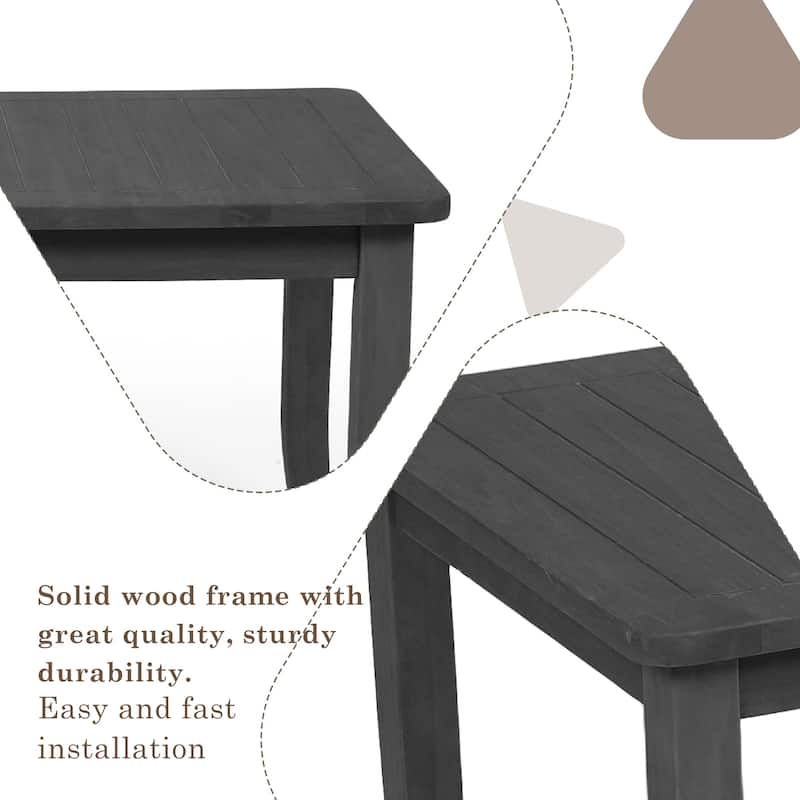 40" W Rectangular Solid Teak Outdoor Coffee Table with Curved Leg