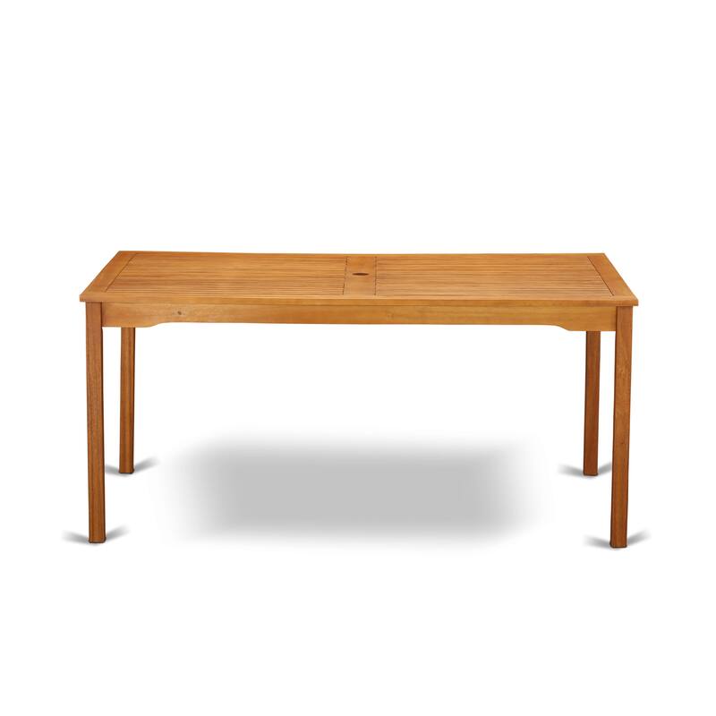 East West Furniture Patio Bistro Dining Set- a Outdoor Acacia Wood Table and Folding Arm Chairs, Natural Oil(Pieces Option)