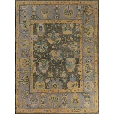 Hand Knotted Oriental 100% Wool Carpet Transitional All-Over Green Oushak Area Rug - 10' 4'' X 8' 7''