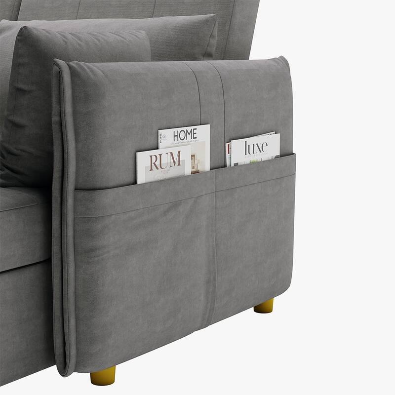 98.43" Modern Minimalist "L" Shape Sofa Bed，Anti-scratch and Water-proof, Solid Wood Frame