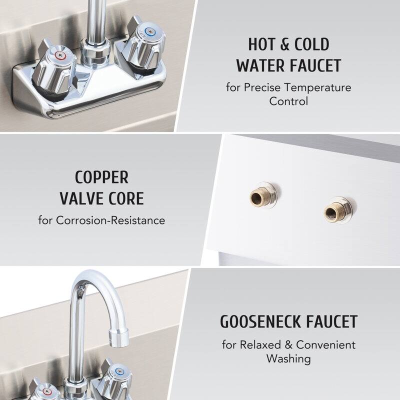 CO-Z Drop-In & Wall-Mount Laundry Kitchen Sink with Faucet Stainless Steel