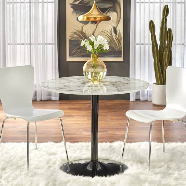 slide 2 of 14, Simple Living Klemens Round Dining Table Faux Marble/Black
