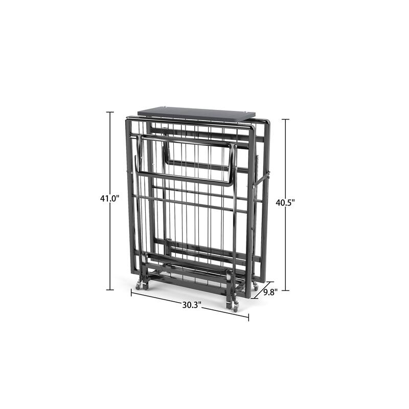 Portable Metal Folding Bed with Foam Mattress, Space-Saving Design, Easy Storage, and 4 Castors for Mobility