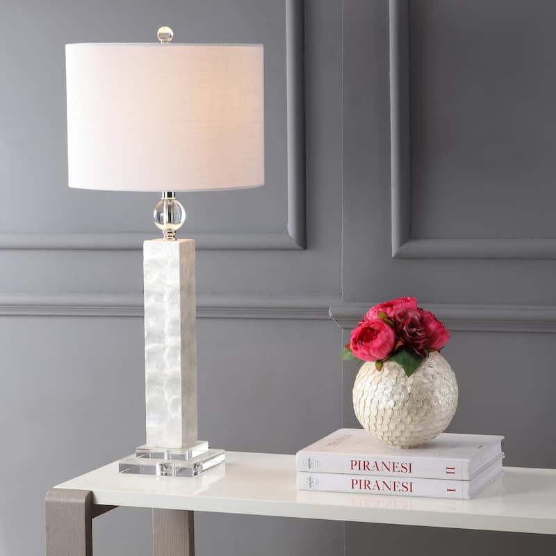 Lucille 32" LED Seashell Table Lamp, White (Set of 2) by JONATHAN Y