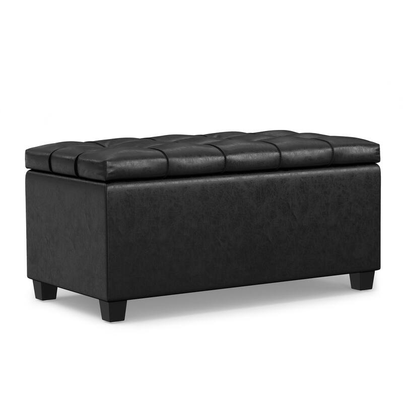 WYNDENHALL Marlowe 34 inch Wide Transitional Rectangle Storage Ottoman