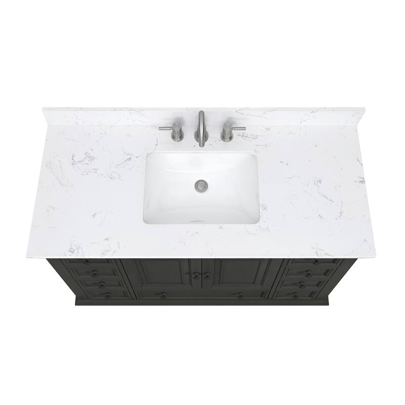 Thompson 48 in. Single Sink Bathroom Vanity with Engineered Stone Top - 49"W x 22"D x 35"H
