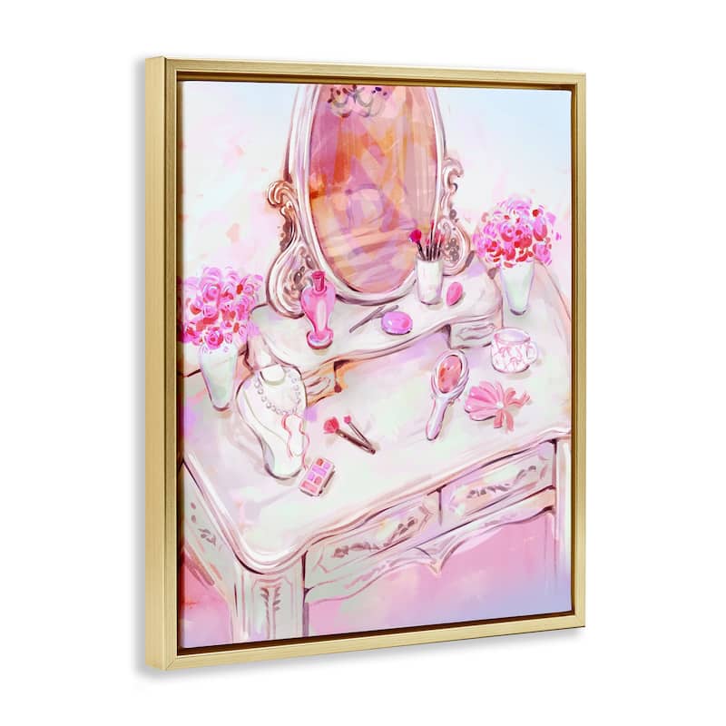 Stupell Pastel Pink Vanity View Framed Floater Canvas Wall Art Design By Ziwei Li