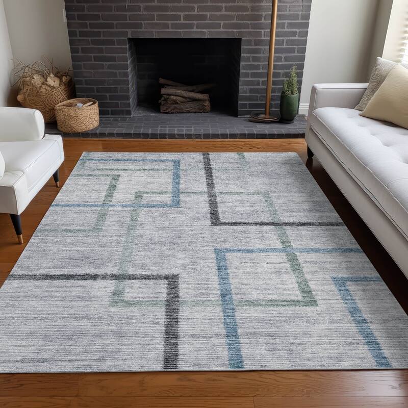 Premium Washable Super Soft Modern Kenzie Mayfield Rug - Gray - 3' x 5' - Rectangle