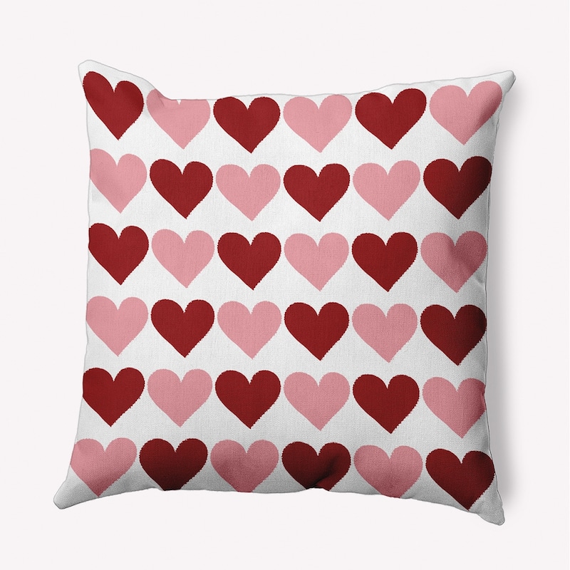 Alternating Hearts Valentine's Day Decorative Indoor Pillow - 16" x 16" - Valentines Red