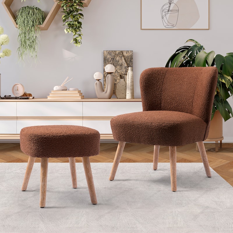 Boucle Polyester Upholstered Living Room Set - Stain Resistant (2-Piece Set)