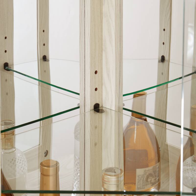 Corner Display Cabinet, Antique Collection with Glass Door, Shelves & Light