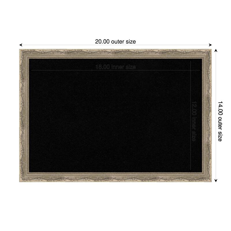 Mila Dark Silver Wood Framed Cork Board - Bulletin Board, Organization Board, Pin Board - Black - 20 x 14 in