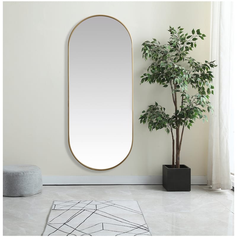 Indigo Home Metal Frame Oval Mirror 30x72 Inch
