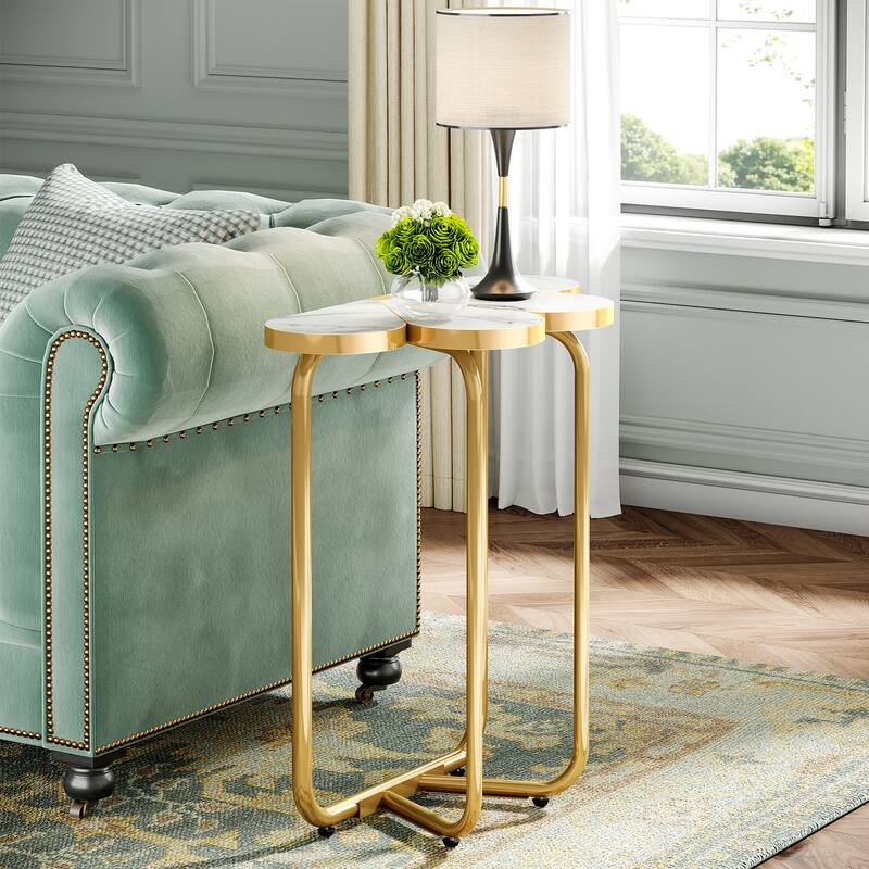 23 Inch Marble End/Side Table for Living Room - 25.9'' H X 23.6'' W X 21.6'' D