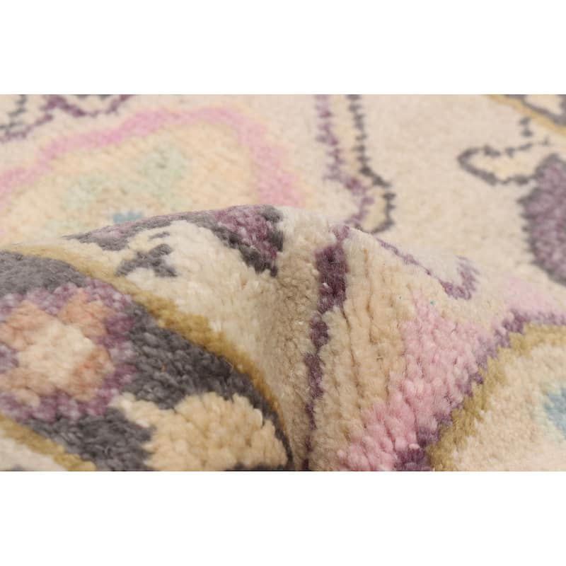 ECARPETGALLERY Hand-knotted Modern Oushak Ivory Wool Rug - 2'5 x 5'10
