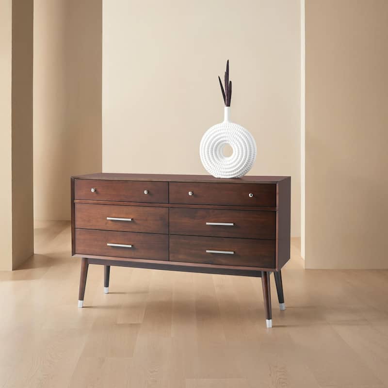 SAFAVIEH Couture Zack 6-Drawer Wood Dresser - Silver/Walnut