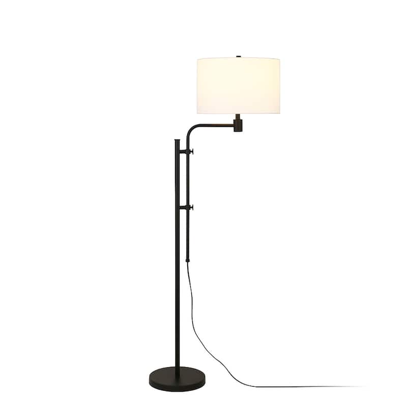 71-Inch Adjustable Floor Lamp with White Frosted Glass Shade for Home - 15” x 24” x 71”