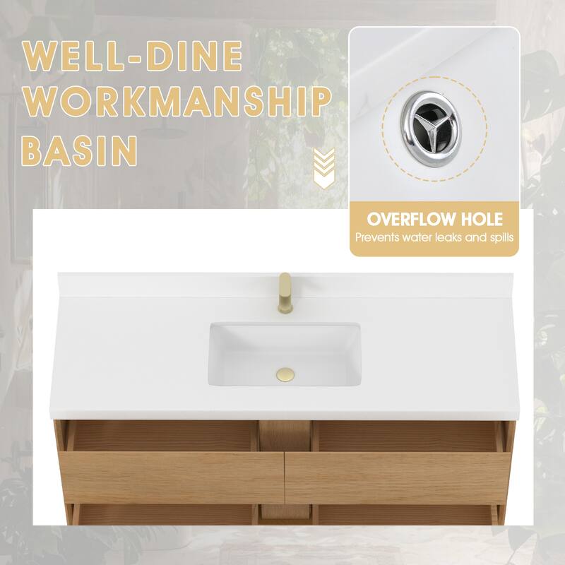 Sylphar 48 in. Toffee Oak Bath Vanity with Undermount Sink, 3 Top Options