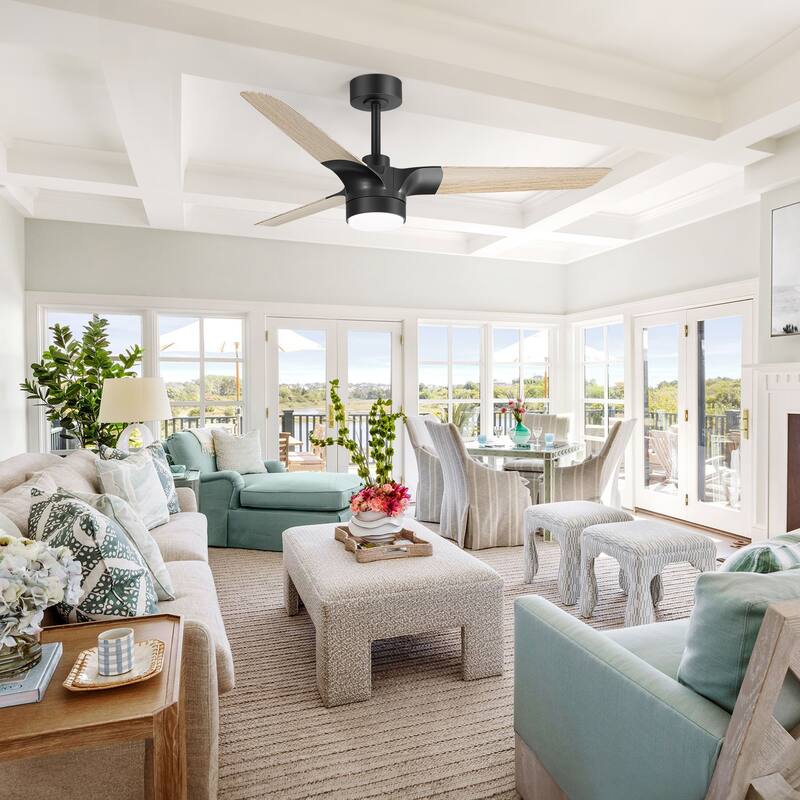 52" 3-Blade Modern LED Ceiling Fan with Light and Remote