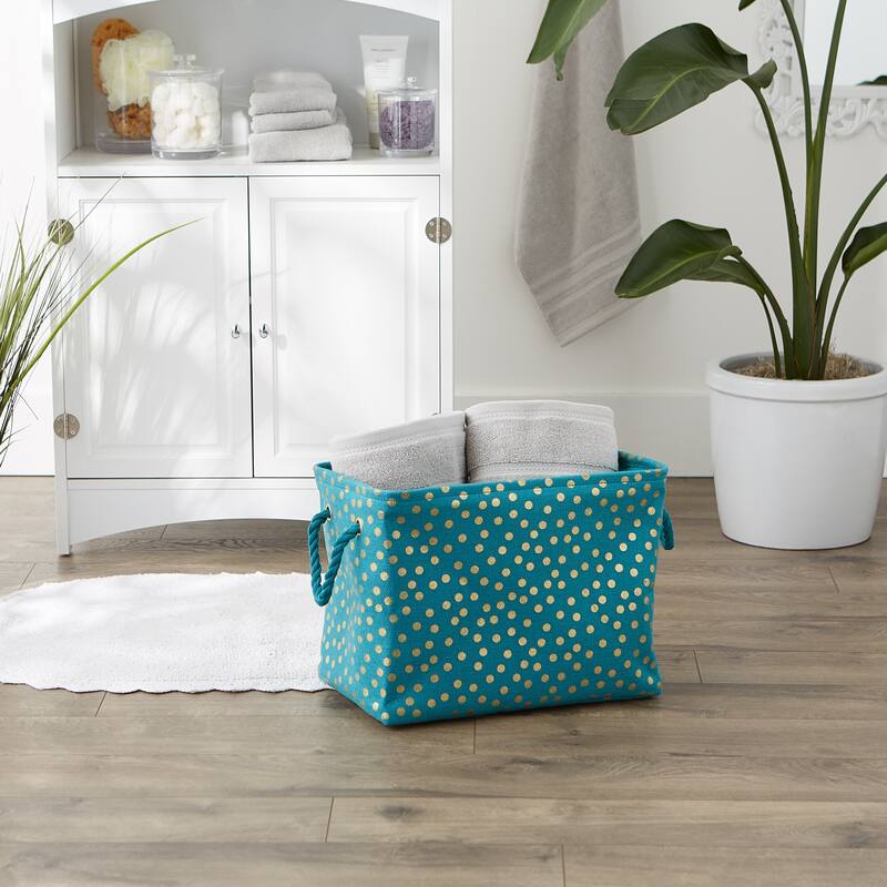 Polyester Bin Dots, Gold-Black Rectangle Medium 16x10x12 - 16x10x12"