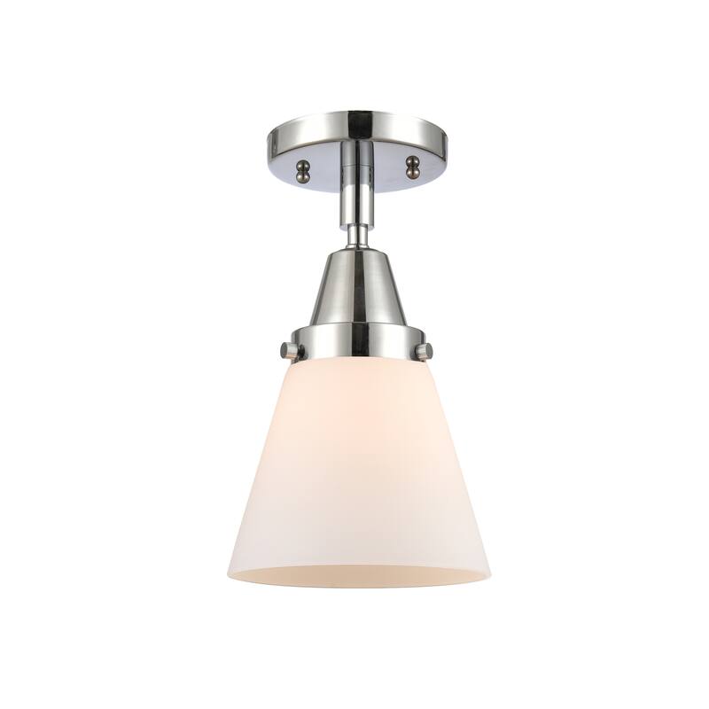 Innovations Lighting Caden Cone - 1 Light 6" Flush Mount - Polished Chrome/Matte White