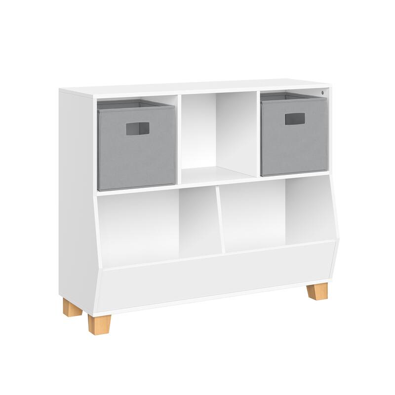 RiverRidge Kids Catch-All 35in Toy Storage Organizer with 3 Cubbies and 2 Storage Compartments - White with Optional Bins