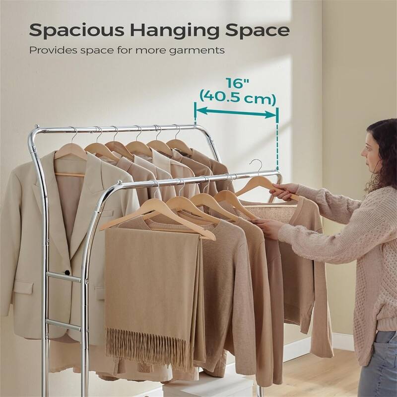 Clothing Rack with Shelves - 18.1"D x 39.4"W x 61"H
