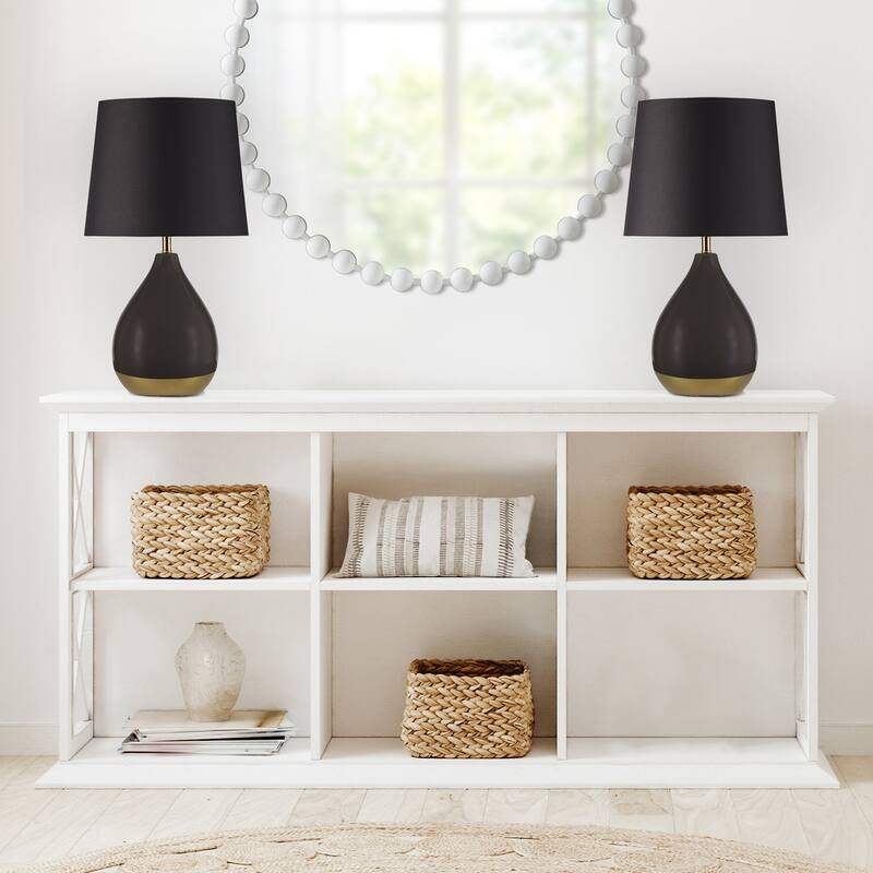 2-Tone Ceramic Table Lamp Set of 2 Black/Gold See below