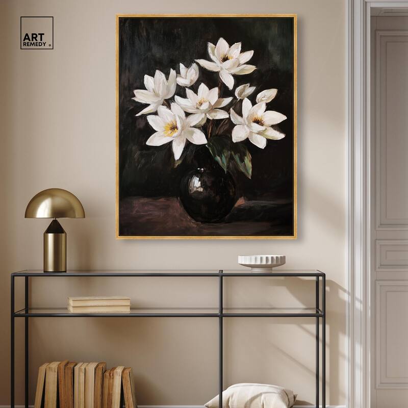 Chiaroscuro Flowers Canvas by Art Remedy