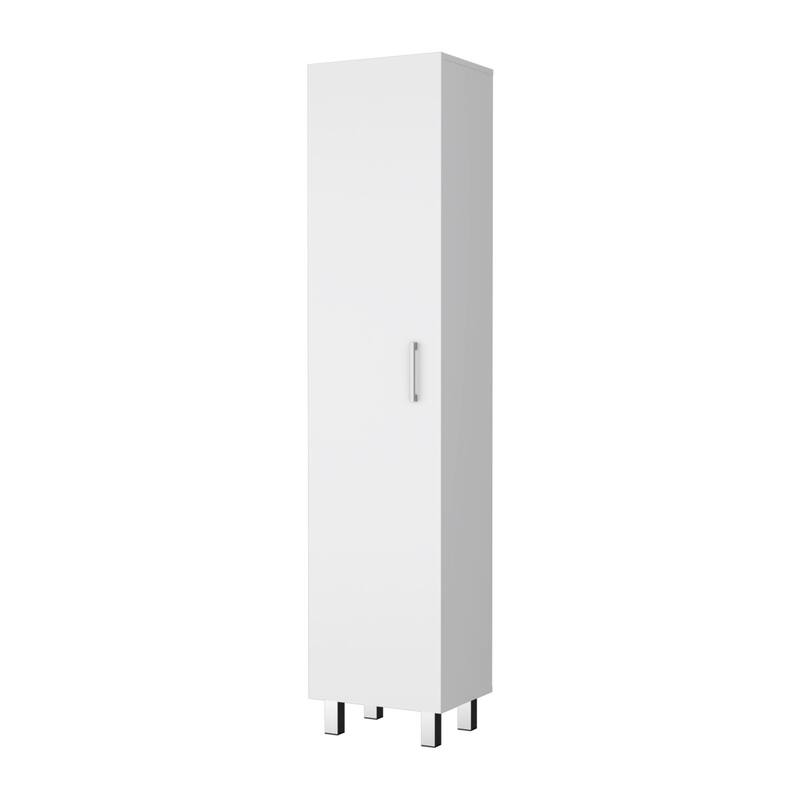 HomeRoots 16" White Accent Cabinet With Four Shelves - 15.70 in. x 70.90 in. x 12.30 in.