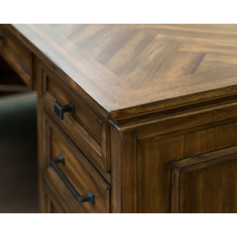 Traditional Wood L-Desk & Return, Writing Table & Return, Office Desk & Return, Corner Desk & Return, Brown