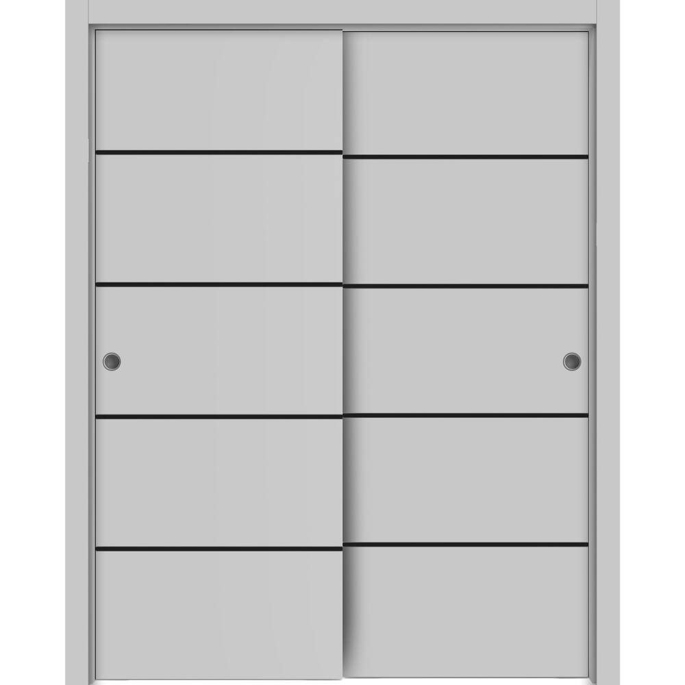 Bypass Doors 36 x 80 Planum 0015 Grey Matte with Sturdy Rails