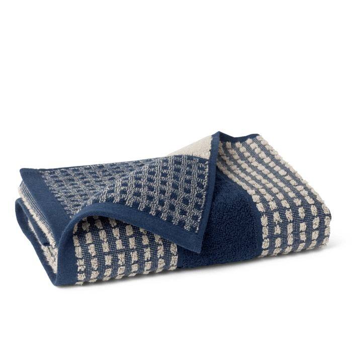 JUNA Check Towels, Dark Blue/Sand