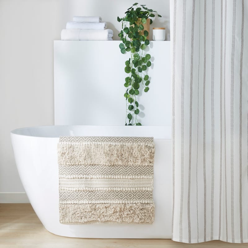 INK+IVY Asher Woven Texture Stripe Bath Rug