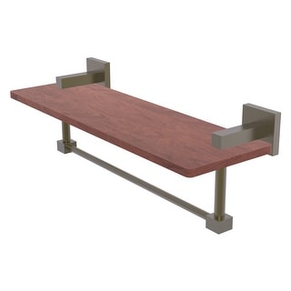 Allied Brass 16 Inch Solid IPE Ironwood Shelf with Integrated Towel Bar