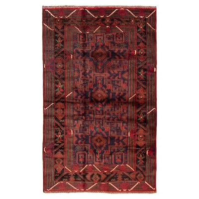 Teimani Navy, Red Rug 3'10" x 6'5" - 3'10 x 6'5