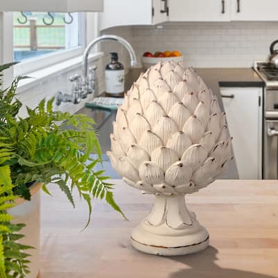 Resin Weathered Artichoke Pedestal 9.75"