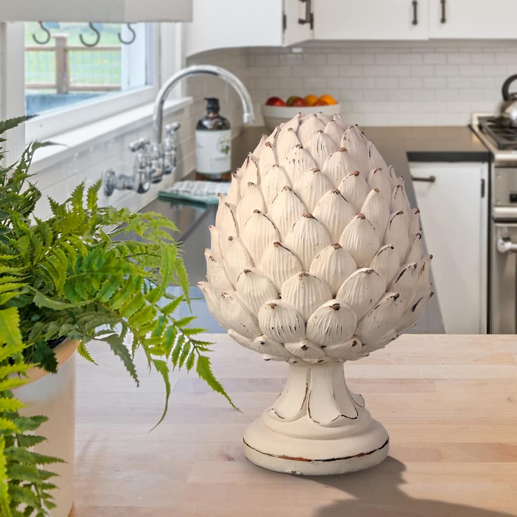Resin Weathered Artichoke Pedestal 9.75"
