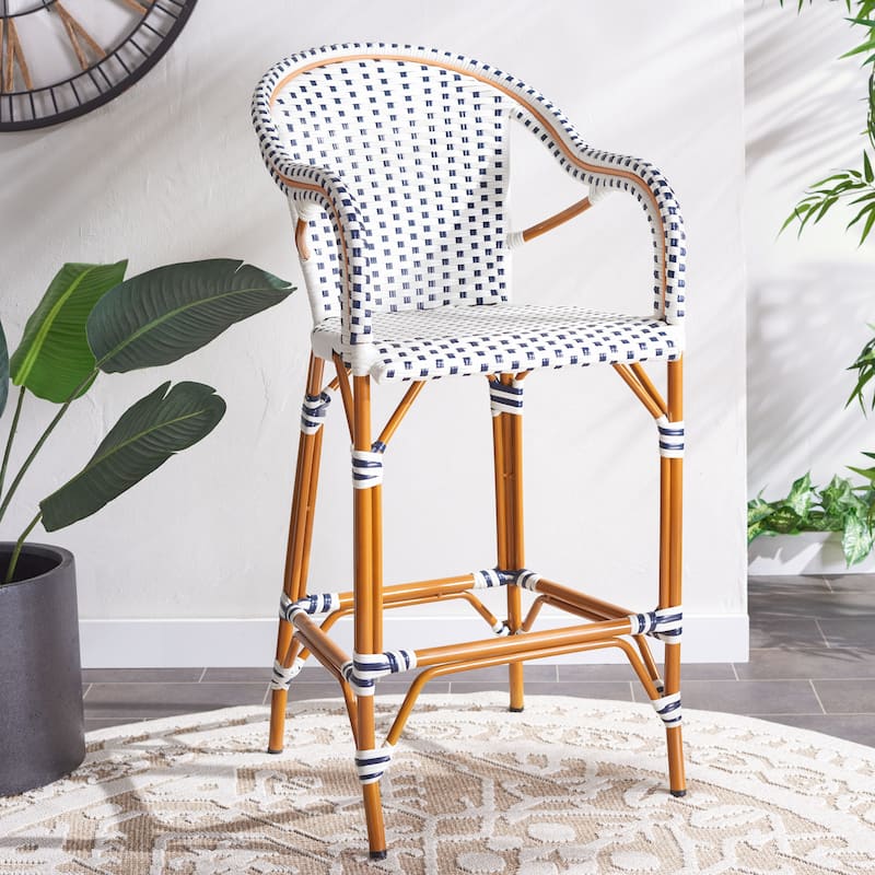 SAFAVIEH xiomara 30-inch Bar Stool - 23Wx26Dx47H - White/Navy