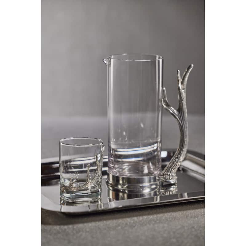 Malachi Rock Glass Pitcher with Pewter Antler Handle