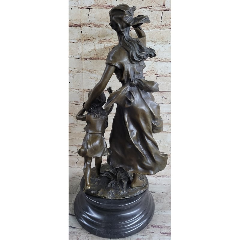 Young Mother Child Bronze Statue Sculpture Vintage Style Decor By Moreau