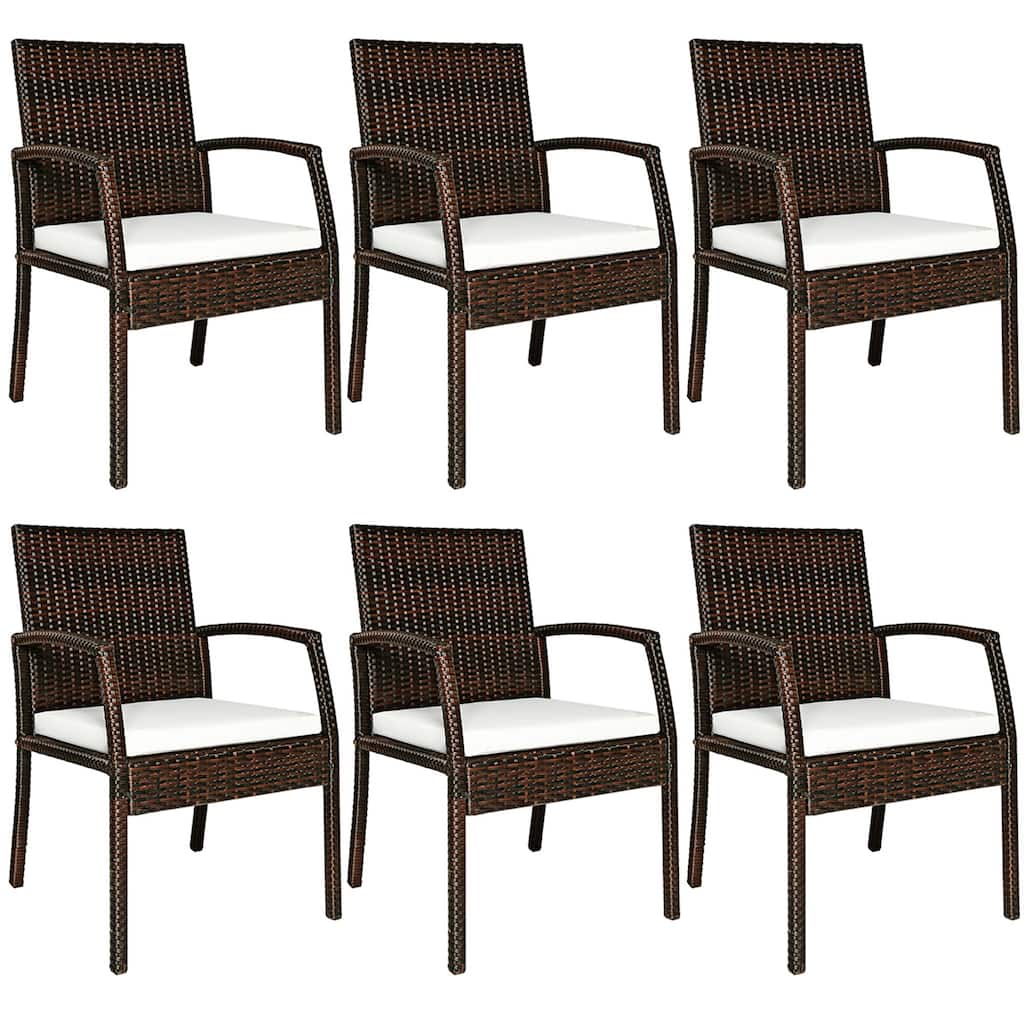 Costway Set of 6 Patio Rattan Dining Chairs Cushioned Sofa Armrest - See Details