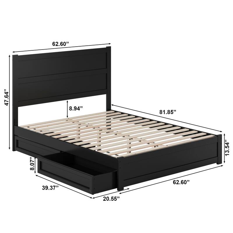 Aveline Wood Platform Bed with Matching Footboard & Storage Drawers