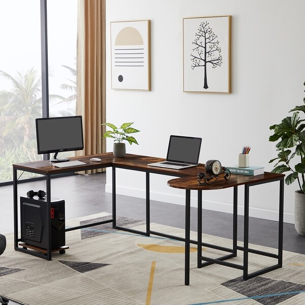 Nestfair U-shaped Home Office Desk with CPU Stand. Opens flyout.