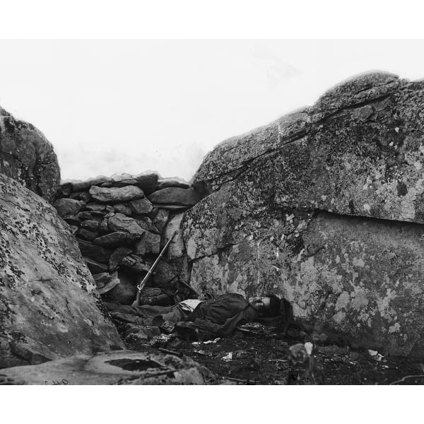 Shop The Civil War The Battle Of Gettysburg The Home Of A Rebel Sharpshooter A Dead Confederate Soldier In Devils Den History Overstock 24384930