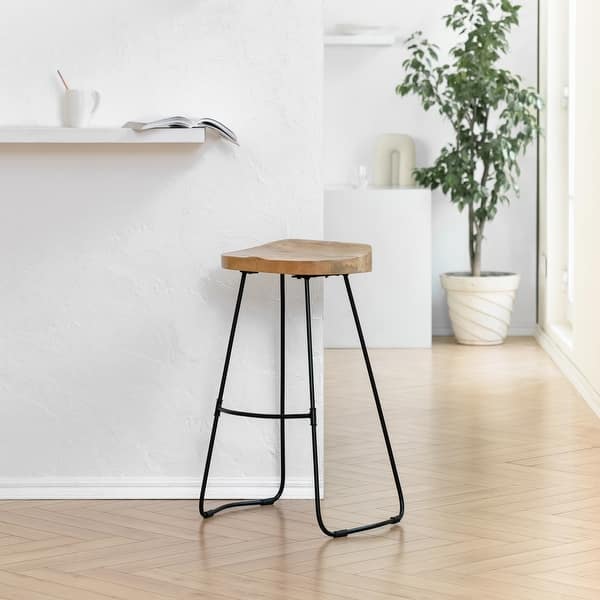 slide 2 of 74, MH London Romboss Handmade Mango Wood Saddle Seat Stool Natural - Bar height